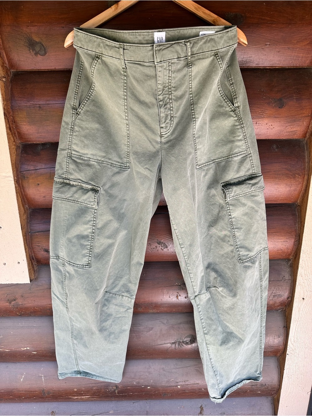 GAP women’s tall cargo barrel pants, casual, long, utility, jeans